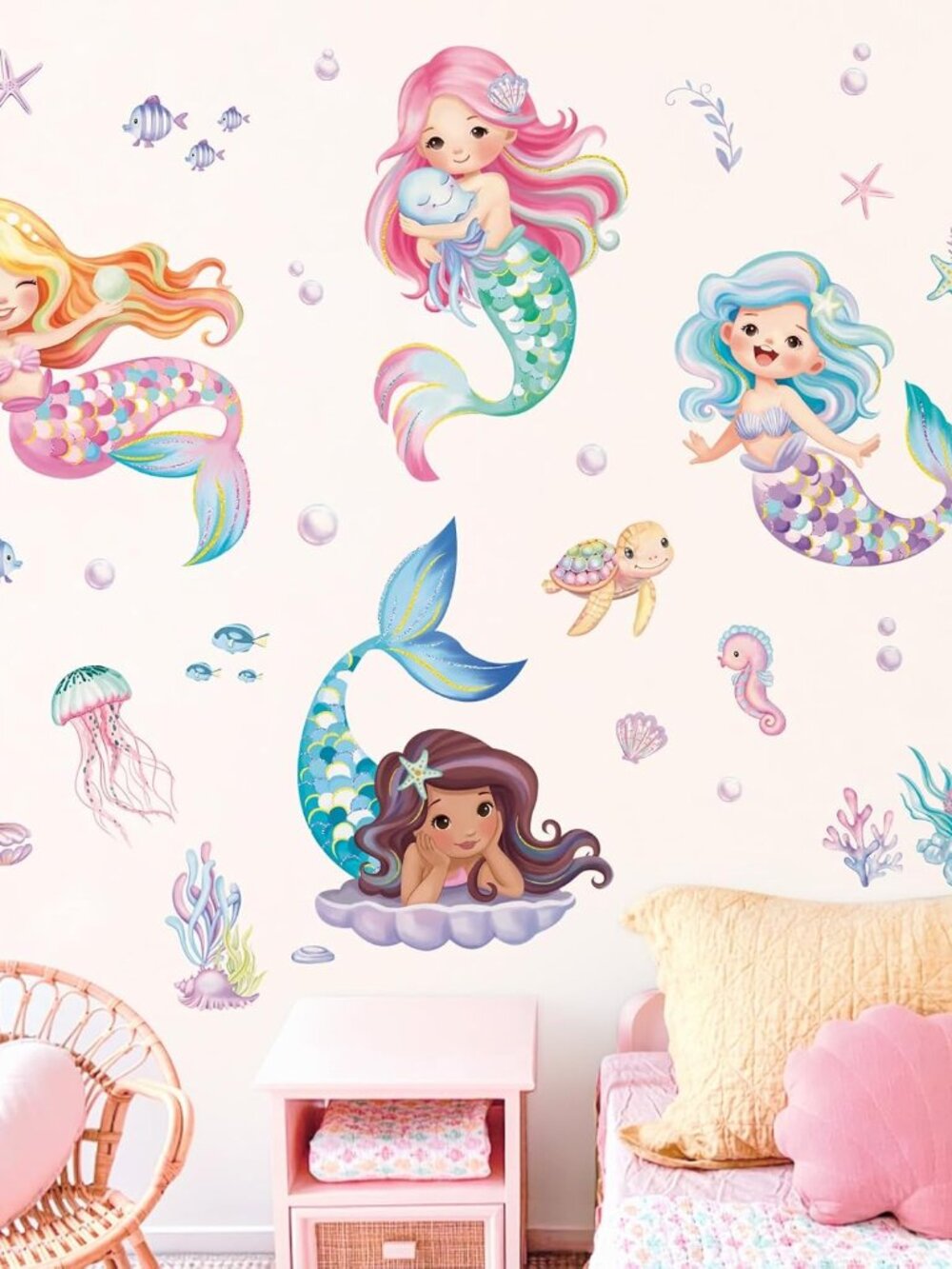 Under The Sea Mermaid Ocean Fish Girls Wall Decals Stickers
